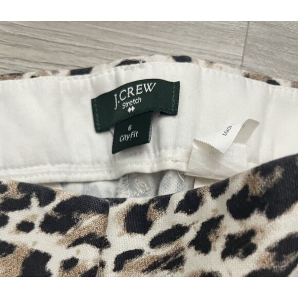 J. Crew Capri Crop Pants Leopard  Animal Print work casual office size 6 - Picture 3 of 6